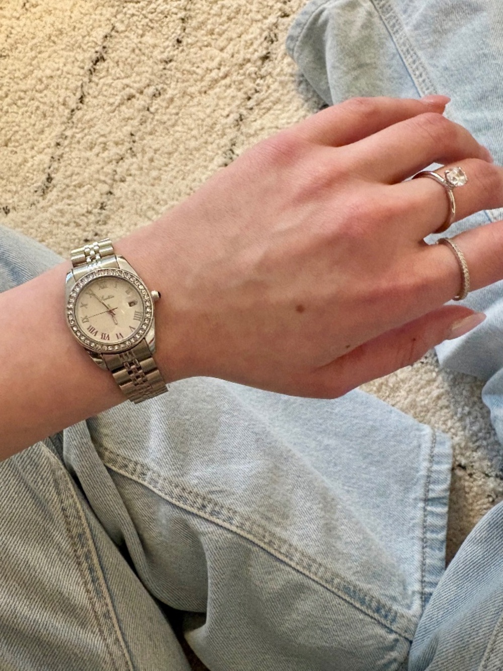 Silver tone round women’s watch